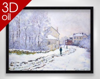 アルジャントゥイユの雪景色 - クロード・モネの手描き油絵複製