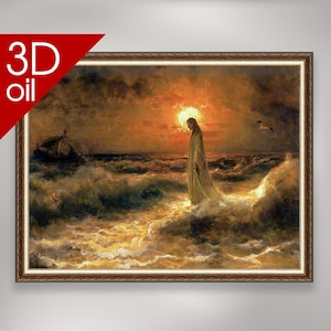 Julius Sergius Von Klever - Christ Walking on the Waters  | Museum Quality 3D Oil Canvas Print of Famous Artist Painting
