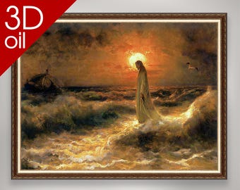 Julius Sergius Von Klever - Christ Walking on the Waters  | Museum Quality 3D Oil Canvas Print of Famous Artist Painting