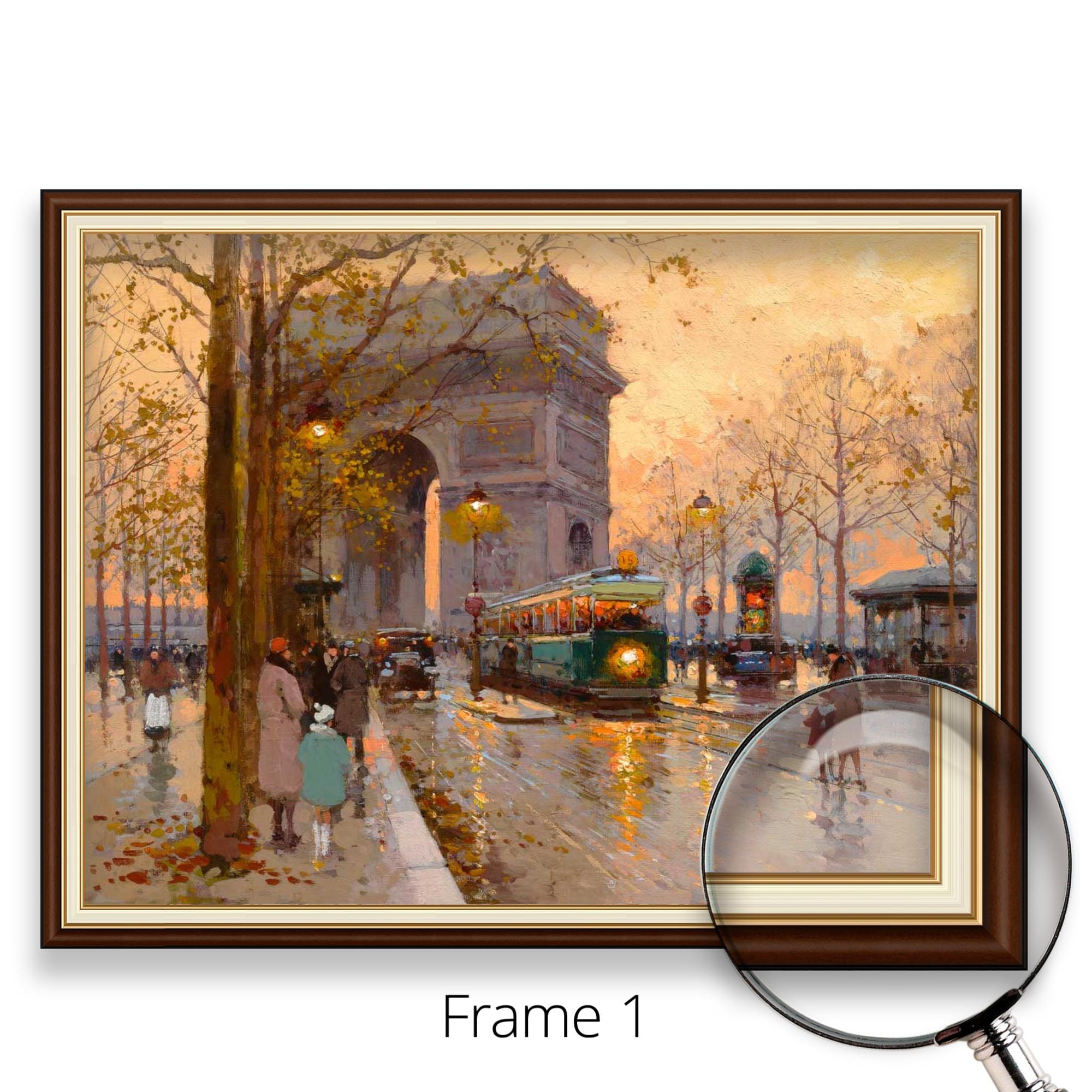Edouard-Leon Cortes、希少画集より、新品額装付 Eduardo Cortes - Arc De Triomphe and Avenue | Museum Quality 3D