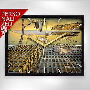 Decorative Wall Clock Rectangle Wall Clock Art Deco Unique Wall Clock Stylish Office Custom Painting Wall Clock Salvador Dali -