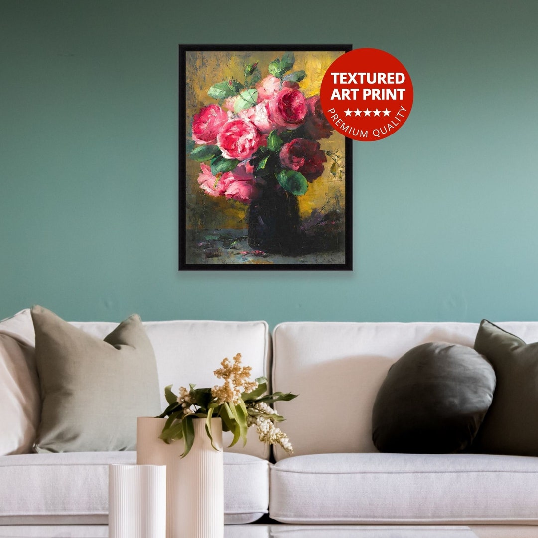 Frans Mortelmans Wall Art Pink Roses in a Vase Print - Etsy