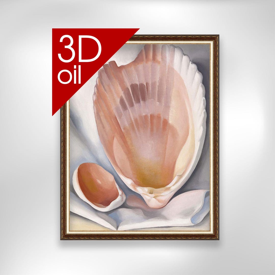 Uga Shells Georgia O'keeffe - Two Pink Shells | Museum Quality 3D Oil Canvas Print ...