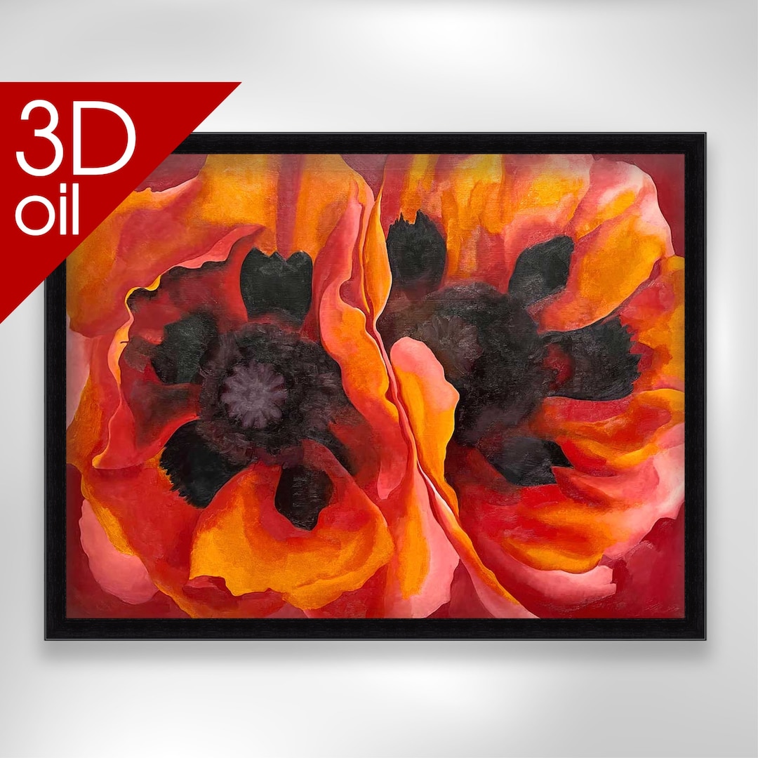 Georgia O'keeffe - Oriental Poppies | Museum Quality 3D Oil Canvas ...
