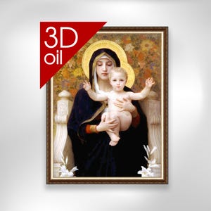 William Adolphe Bouguereau - Madonna with Child | Museum Quality 3D Oil Canvas Print of Famous Artist Painting