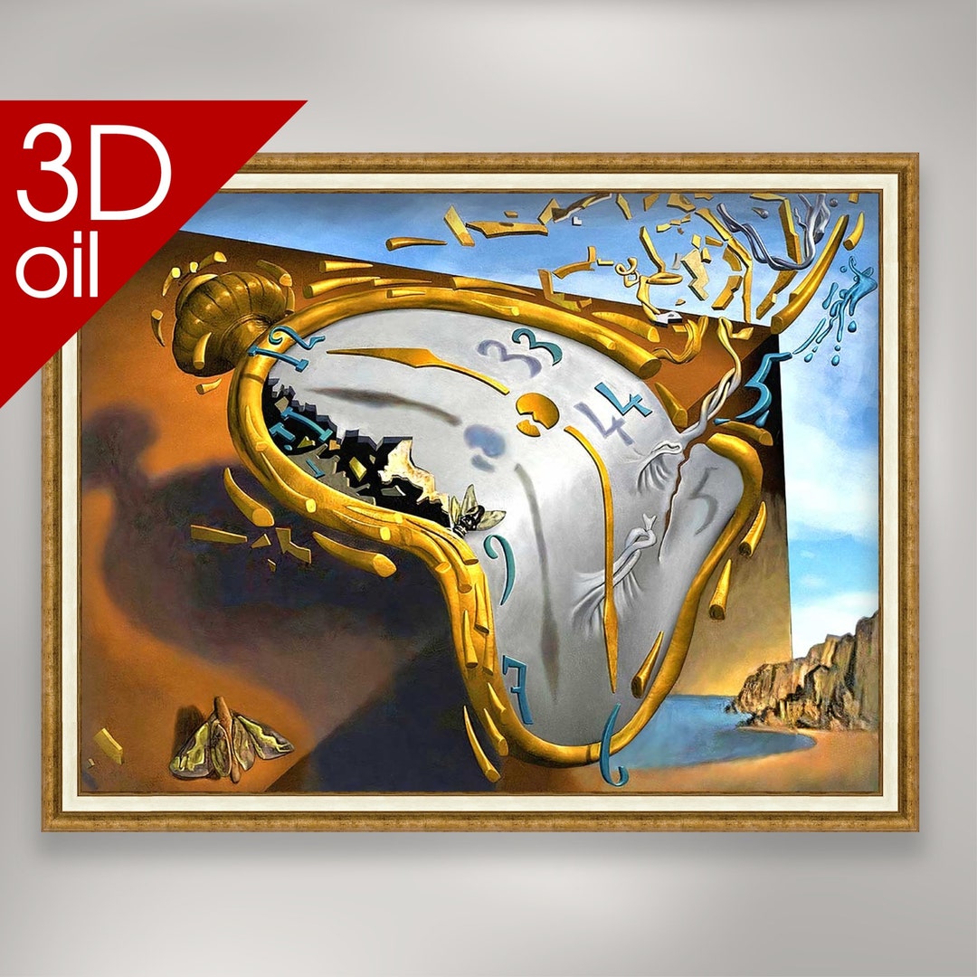 Reloj derretido Salvador Dalí Impresión al óleo 3D en lienzo de calidad  museística de una pintura del famoso México