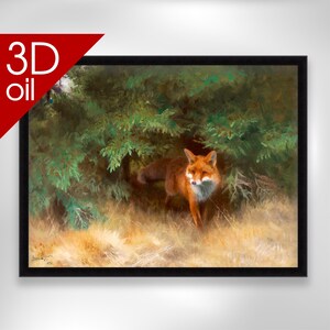 Bruno Liljefors- Fox hiding under spruce | Museum Quality 3D Oil Canvas Print of Famous Artist Painting