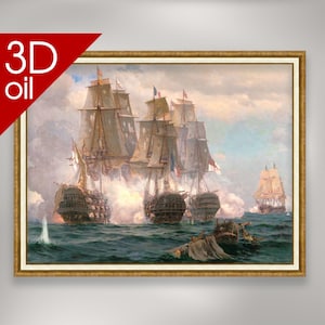 Eduardo De Martino - The Battle of Trafalgar | Museum Quality 3D Oil Canvas Print of Famous Artist Painting Active