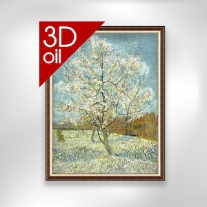 The Pink Peach Tree - Vincent Van Gogh | Museum Quality 3D Oil Canvas Print of Famous Artist Painting