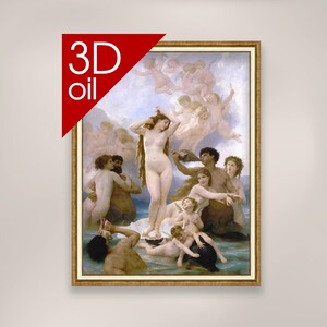 The Birth of Venus - William Adolphe Bouguereau | Museum Quality 3D Oil Canvas Print of Famous Artist Painting