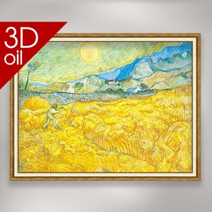 Vincent van Gogh - Wheat Field with a Reaper | Museum Quality 3D Oil Canvas Print of Famous Artist Painting
