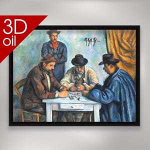 Paul Cézanne - Los jugadores de cartas / Impresión al óleo 3D en lienzo con calidad de museo de una pintura del famoso artista