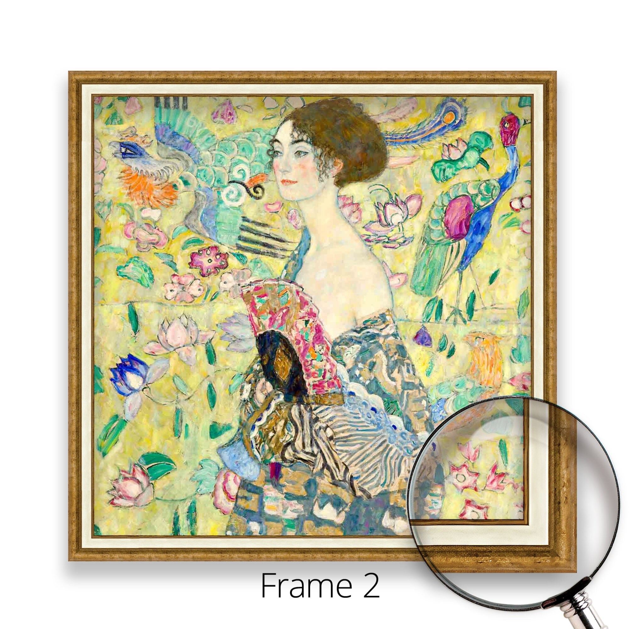 グスタフ・クリムト - 扇を持つ女性 | 著名な画家の絵画の美術館品質3D