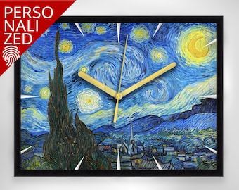 Vincent Van Gogh - Starry night — Framed Fine Art Canvas Clock | Museum Quality