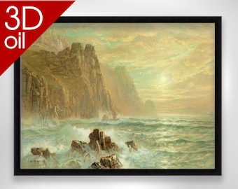 Cliffs at Sunrise William Trost | Museum Quality 3D Oil Canvas Print of Famous Artist Painting