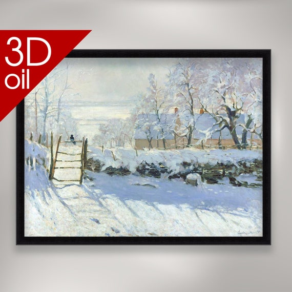 Claude Monet - the Magpie | Museum Quality 3D Oil Canvas Print of