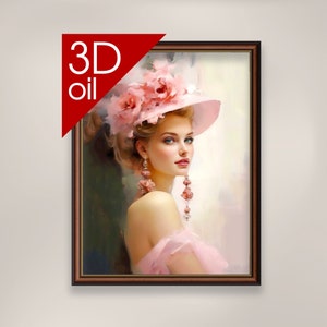 Lady in pink, portrait | Museum Quality 3D Oil Canvas Print of Famous Artist Painting