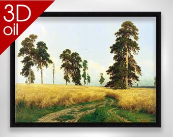 Ivan Shishkin - Rye Field | Museum Quality 3D Oil Canvas Print of Famous Artist Painting