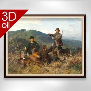 Carl Friedrich Deiker - A Successful Hunt | Museum Quality 3D Oil Canvas Print of Famous Artist Painting