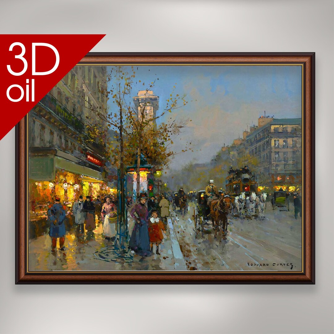 Edouard-Leon Cortes、希少画集より、新品額装付 Porte Saint Denis - Edouard Leon Cortes | Museum Quality 3D Oil