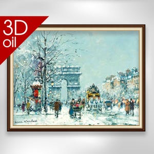 Antoine Blanchard - Winter arc de triumph | Museum Quality 3D Oil Canvas Print of Famous Artist Painting