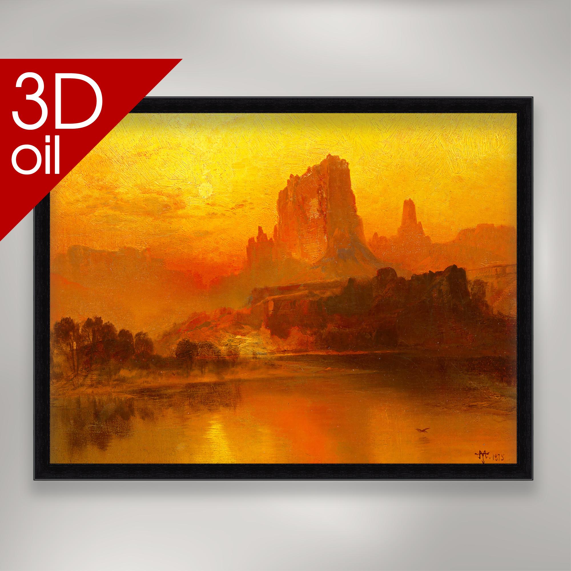The Golden Hour - Thomas Moran | Museum Quality 3D Oil Canvas Print of Famous Artist Painting