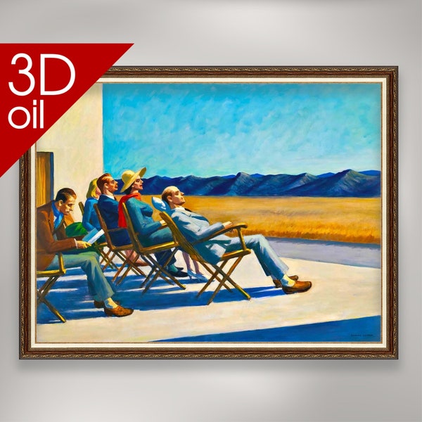 Menschen in der Sonne - Edward Hopper | 3D Öl Leinwand Druck des berühmten Künstlers