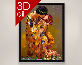 接吻 グスタフ・クリムト 絵画 レプリカ クリムト「接吻」レプリカ、釉薬仕上げ樹脂製フィギュア、手描き