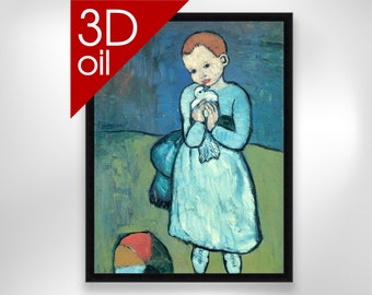 Picasso - Child with a Dove | Museum Quality 3D Oil Canvas Print of Famous Artist Painting