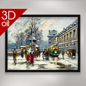Winter in Paris - Antoine Blanchard | Museum Quality 3D Oil Canvas Print of Famous Artist Painting