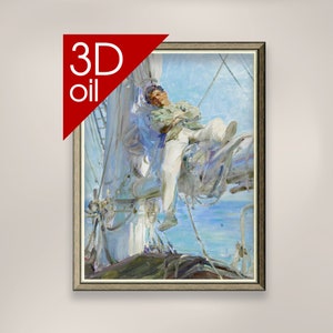 Henry Scott Tuke - Sleeping Sailor  | Museum Quality 3D Oil Canvas Print of Famous Artist Painting