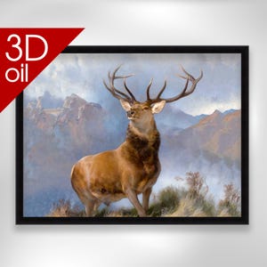 Edwin Landseer - The Monarch of the Glen | Museum Quality 3D Oil Canvas Print of Famous Artist Painting