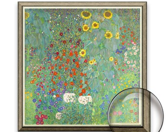 グスタフ・クリムト - ひまわりのある農場の庭 | 著名な画家の絵画の