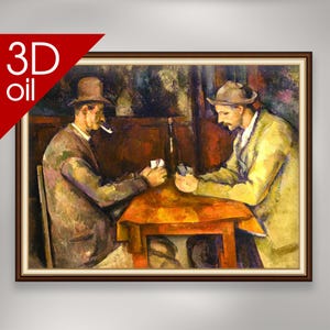 Paul Cézanne - Los jugadores de cartas / Impresión al óleo 3D en lienzo con calidad de museo de una pintura del famoso artista