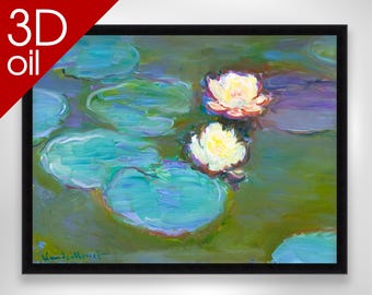Claude Monet - Nympheas | Museum Quality 3D Oil Canvas Print of Famous Artist Painting