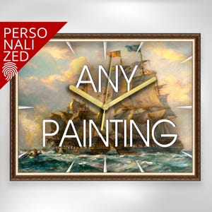 Custom Wall Clock -Art Clock on Canvas Painting Decorative Wall Clock Rectangle Wall Clock Art Deco Unique Office Custom Painting Wall Clock