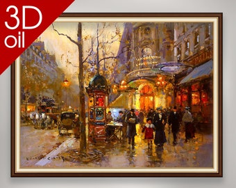 Theatre du Vaudeville  - Edouard Leon Cortes | Museum Quality 3D Oil Canvas Print of Famous Artist Painting