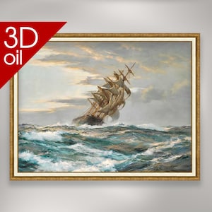 Montague Dawson Wall Art -  Clearing Skies, The &#39;Glory of The Seas&#39; | Museum Quality 3D Oil Canvas Print of Famous Artist Painting