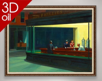 Edward Hopper - Nachtschwärmer | 3D Öl Leinwand Druck des berühmten Künstlers