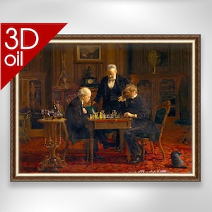 The Chess Players - Thomas Eakins | Museum Quality 3D Oil Canvas Print of Famous Artist Painting