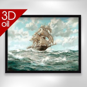 The proud ship -, Montague Dawson | Museum Quality 3D Oil Canvas Print of Famous Artist Painting