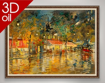 Midnight in Paris - Konstantin Korovin  | Museum Quality 3D Oil Canvas Print of Famous Artist Painting