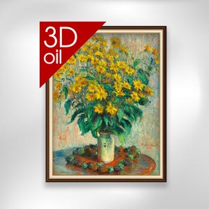 Jerusalem Artichoke Flowers - Claude Monet | Museum Quality 3D Oil Canvas Print of Famous Artist Painting