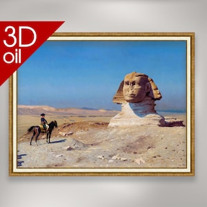Napoleón Bonaparte frente a la Gran Esfinge de Giza durante la campaña egipcia - Jean Leon Gerome / Impresión 3D con calidad de museo de un artista famoso