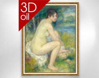 Nude Woman in a landscape - Pierre-Auguste Renoir | Museum Quality 3D Oil Canvas Print of Famous Artist Painting