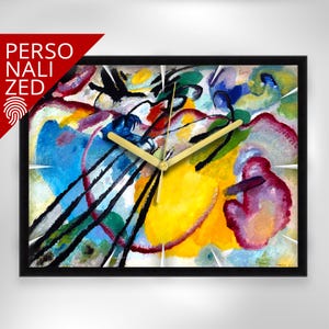 Decorative Wall Clock Rectangle Wall Clock Art Deco Unique Clock Stylish Office Custom Painting Wall Clock Wassily Kandinsky - Improvisation