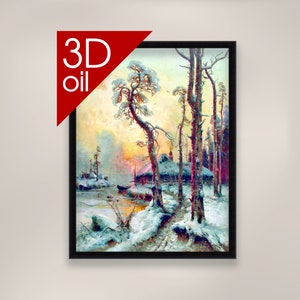 Julius Klever - Winter landscape | Museum Quality 3D Oil Canvas Print of Famous Artist Painting