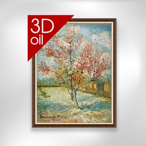 Pink peach trees (&#39;Souvenir de Mauve&#39;) - Vincent Van Gogh | Museum Quality 3D Oil Canvas Print of Famous Artist Painting