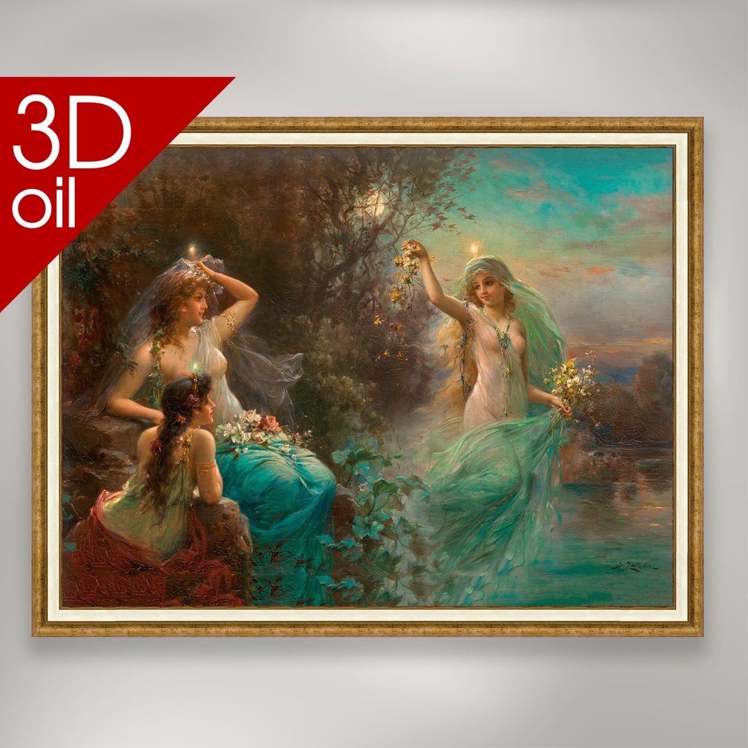 【SM号】 天使候補04 油画 油彩 oil painting Hans Zatzka - Nymphs at Dawn | Museum Quality 3D Oil Canvas Print
