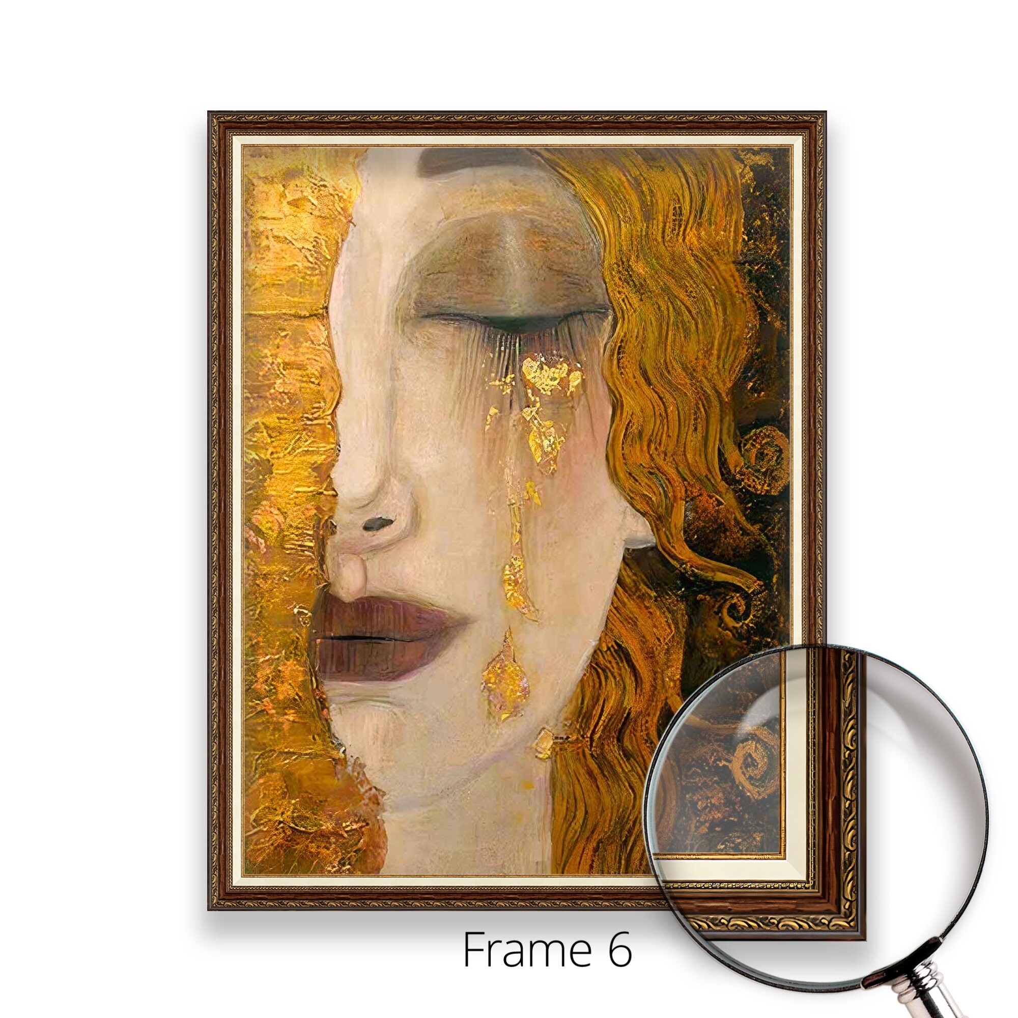 Gustav Klimt 愛の絵画 大きい金色フレーム The Kiss by Gustav Klimt.Framed Size:34.5 x 28.5 inches